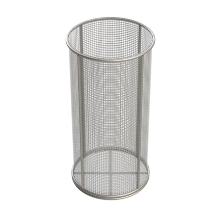 Anysizebasket Round Wire Mesh Basket: 6Dia. x 12H, 304 SS, 3/16 Rod Frame, No Handles, Mesh: 4 x .063 TMT-060RND120-N04S
